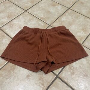 Together Brown Athletic Waffle Knit Shorts